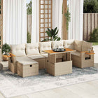 5-piece Loungeset with Cushions Poly Rattan Beige