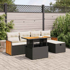 6-piece Lounge Set with Cushions Poly Rattan Black