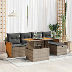 Loungeset 6-delig poly rattan grijs