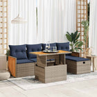 Loungeset 6-delig poly rattan acacia grijs