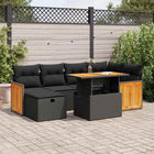 8-delige Loungeset met kussens poly rattan zwart