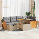 8-delige Loungeset met kussens poly rattan beige