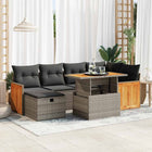 8-delige Loungeset met kussens poly rattan grijs