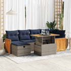 Loungeset 7-delig poly rattan acacia grijs
