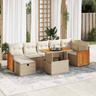 5-piece Loungeset with Cushions Poly Rattan Beige
