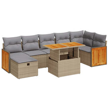 5-delige Loungeset met kussens poly rattan beige
