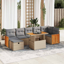 5-delige Loungeset met kussens poly rattan beige
