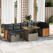 Loungeset poly rattan grijs 5-delig