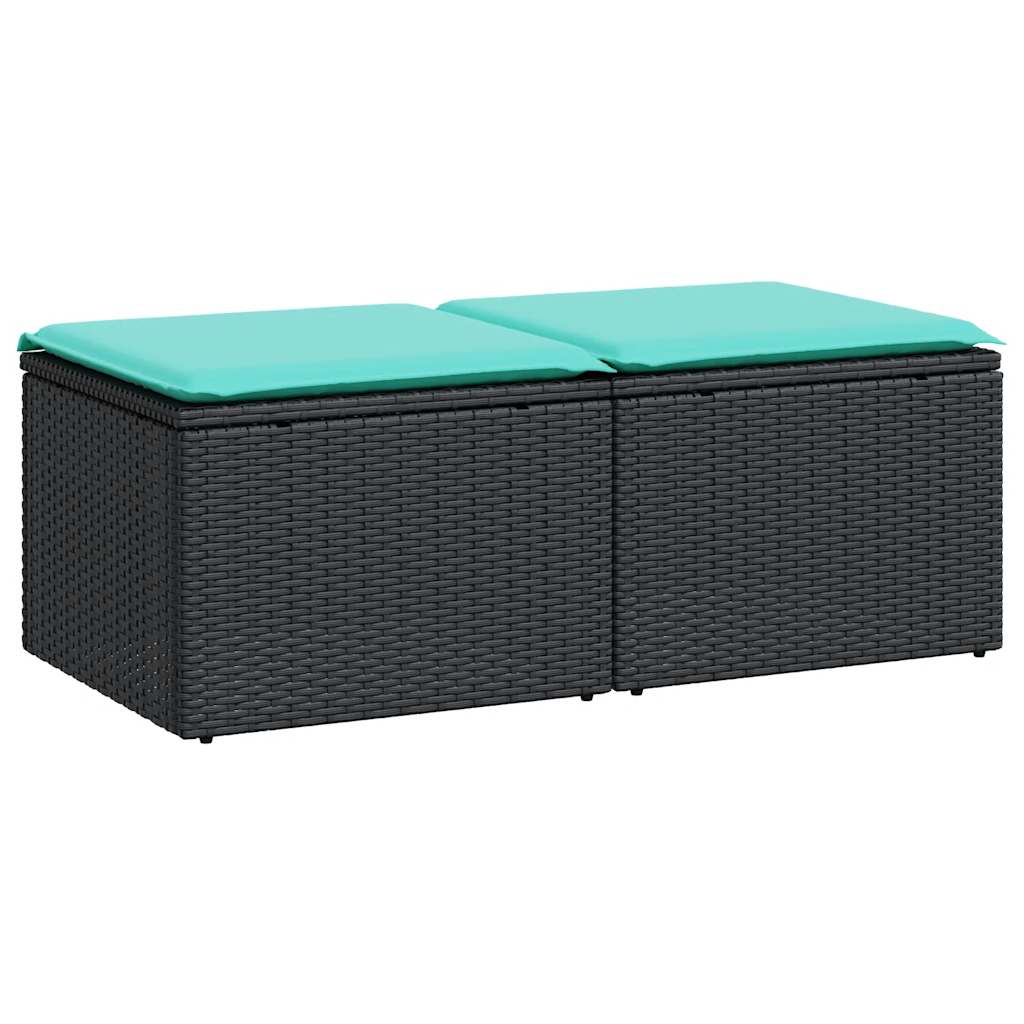 2-Delige Loungeset Met Kussens Poly Rattan Acacia
