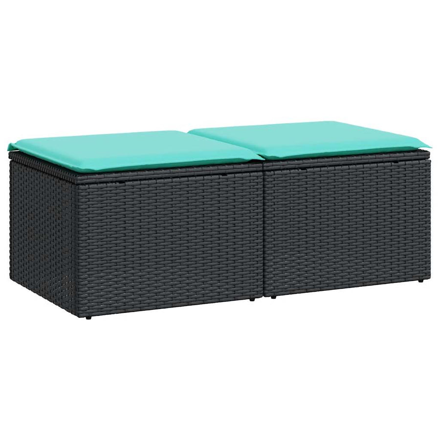 2-Delige Loungeset Met Kussens Poly Rattan Acacia