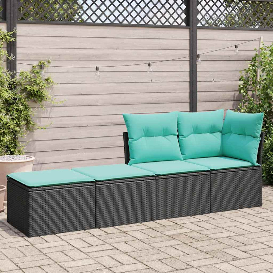 2-Delige Loungeset Met Kussens Poly Rattan Acacia
