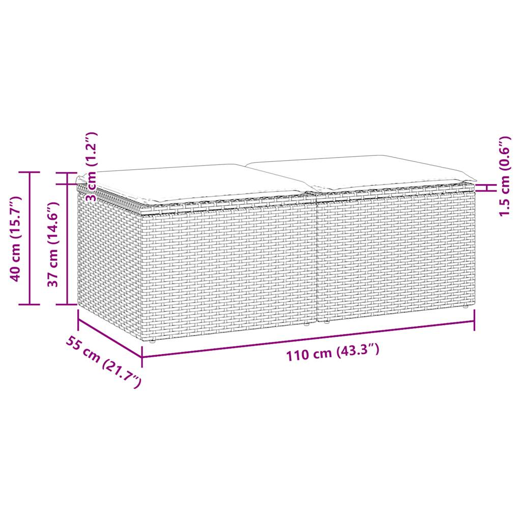 2-Delige Loungeset Met Kussens Poly Rattan Acacia