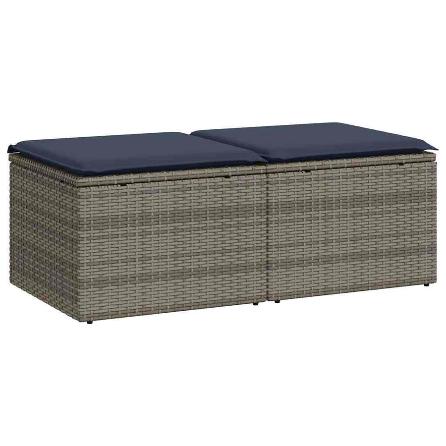 2-delige Loungeset met kussens poly rattan acacia grijs