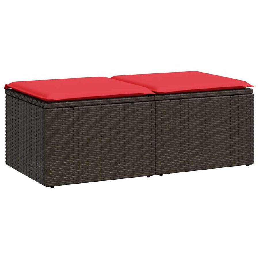 2-delige Loungeset met kussens poly rattan acacia bruin