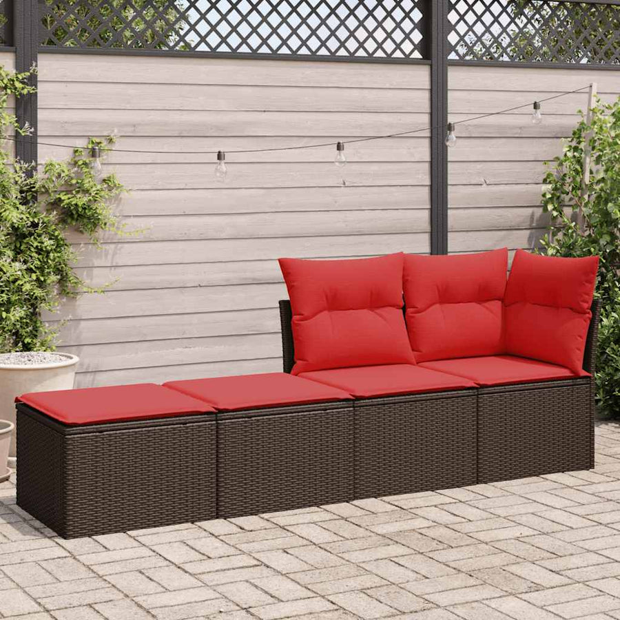 2-delige Loungeset met kussens poly rattan acacia bruin