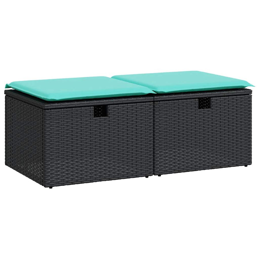 2-Delige Loungeset Met Kussens Poly Rattan Acacia