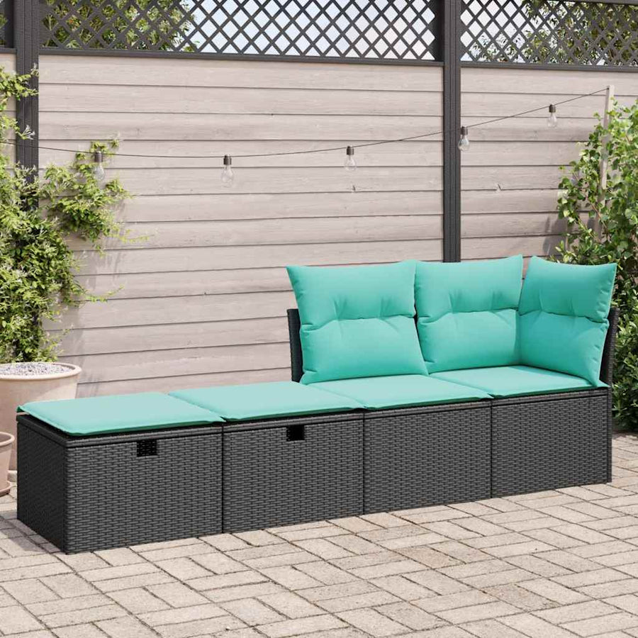 2-Delige Loungeset Met Kussens Poly Rattan Acacia