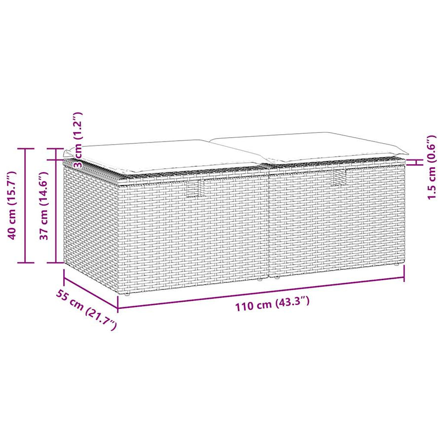 2-Delige Loungeset Met Kussens Poly Rattan Acacia