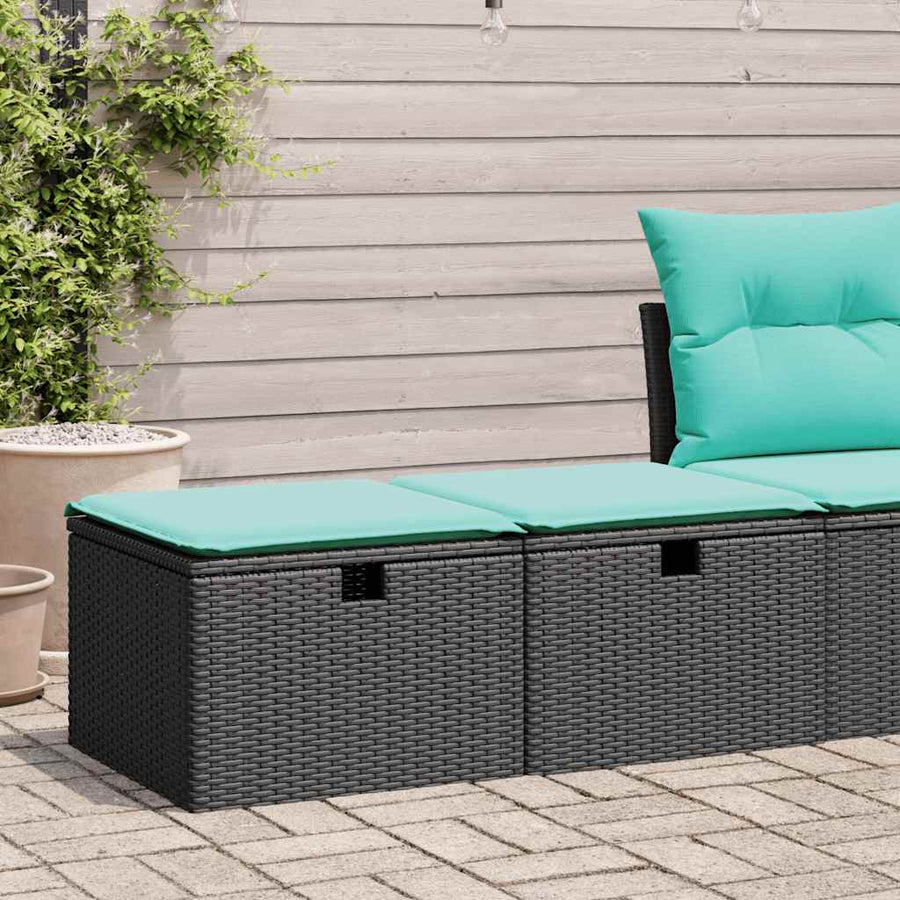 2-Delige Loungeset Met Kussens Poly Rattan Acacia