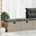 Loungeset 2-delig poly rattan acacia lichtgrijs