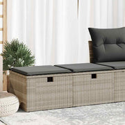 Loungeset 2-delig poly rattan acacia lichtgrijs