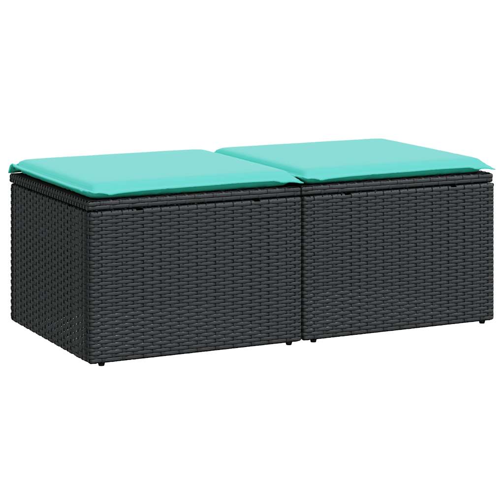 2-Delige Loungeset Met Kussens Poly Rattan Acacia