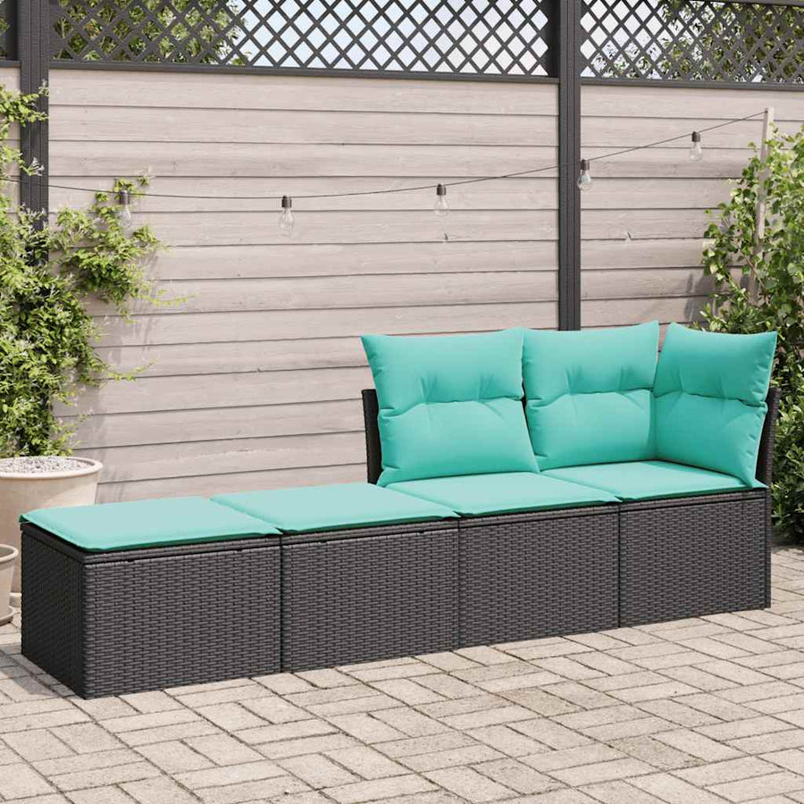 2-Delige Loungeset Met Kussens Poly Rattan Acacia