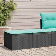 Loungeset 2-delig poly rattan zwart met kussens