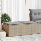 2-piece Lounge Set with cushions poly rattan acacia beige