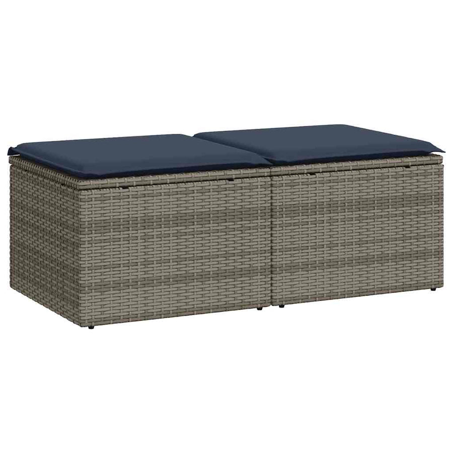 2-delige Loungeset met kussens poly rattan acacia grijs
