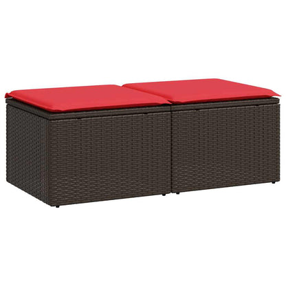 2-delige Loungeset met kussens poly rattan acacia bruin