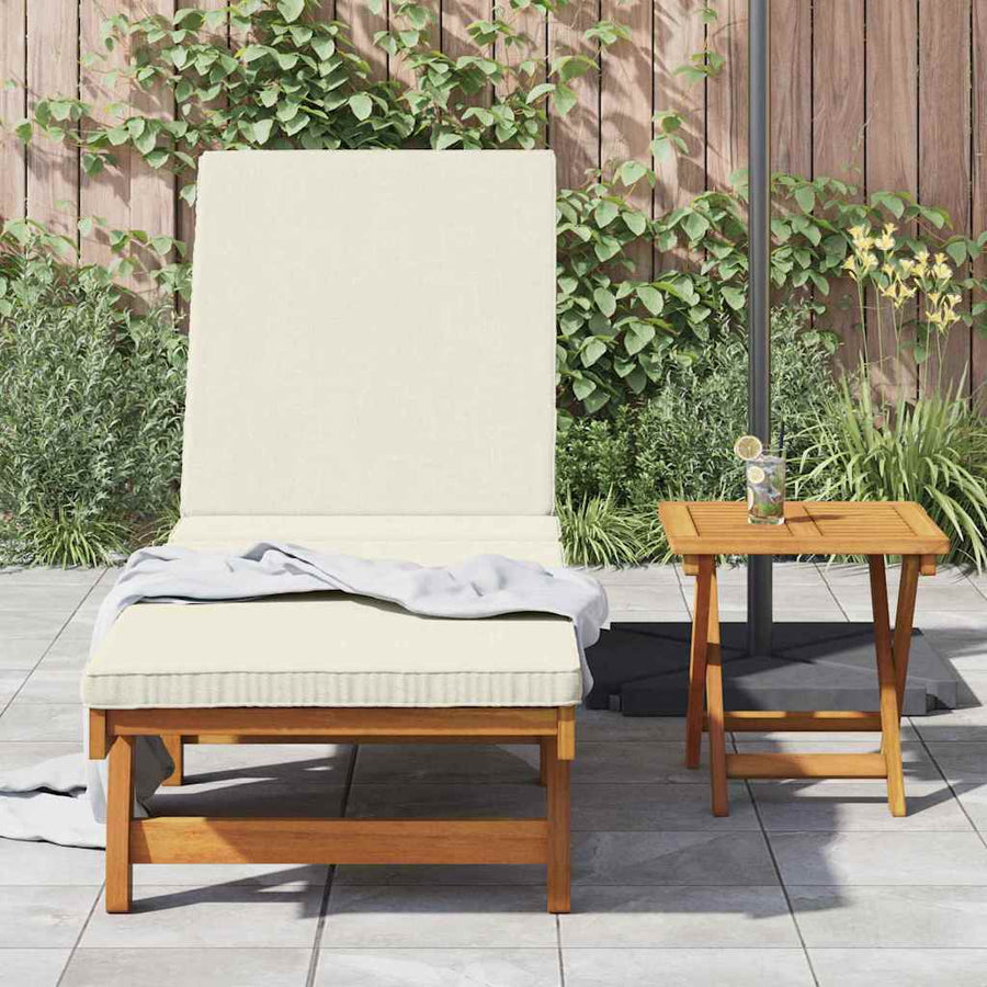 Ligstoel Met Kussen Bruin 63 X 199 X 85Cm Massief Acaciahout Crèmewit