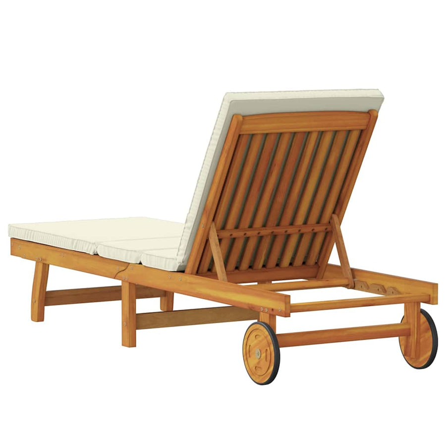 Ligstoel Met Kussen Bruin 63 X 199 X 85Cm Massief Acaciahout Crèmewit