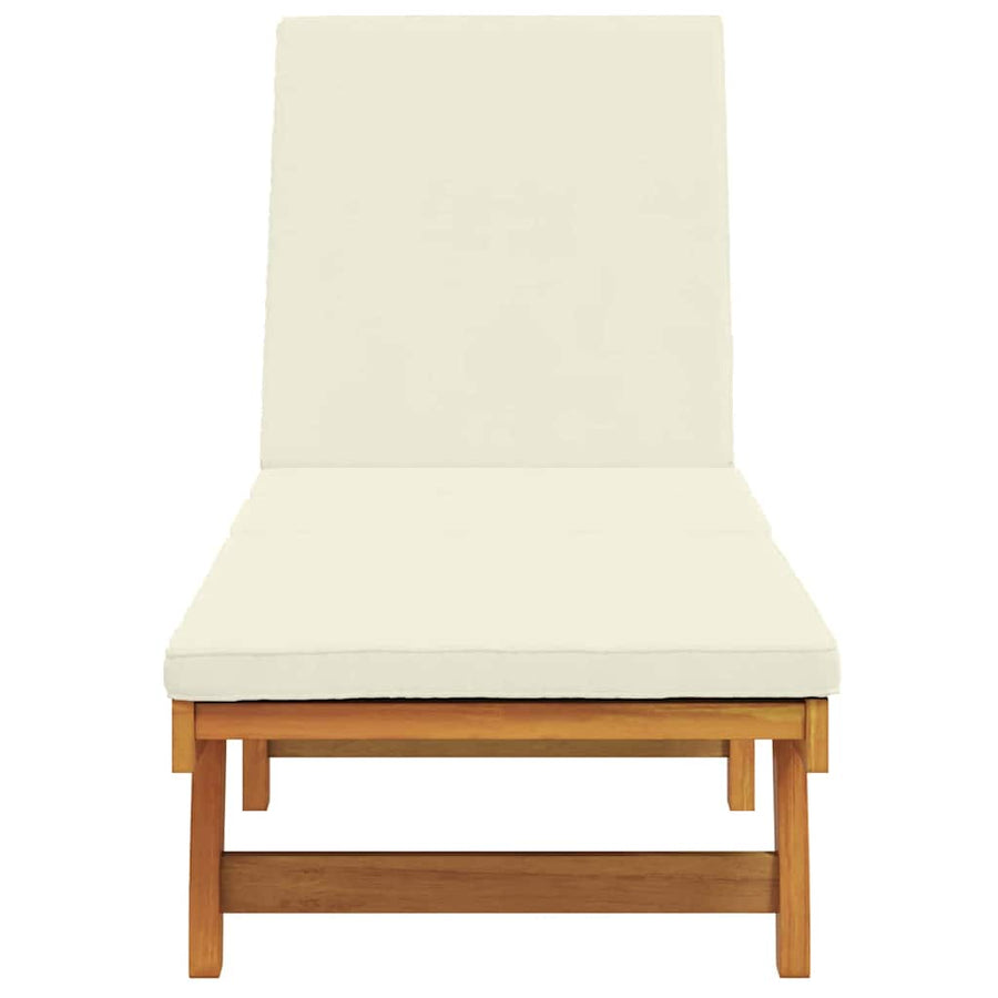 Ligstoel Met Kussen Bruin 63 X 199 X 85Cm Massief Acaciahout Crèmewit