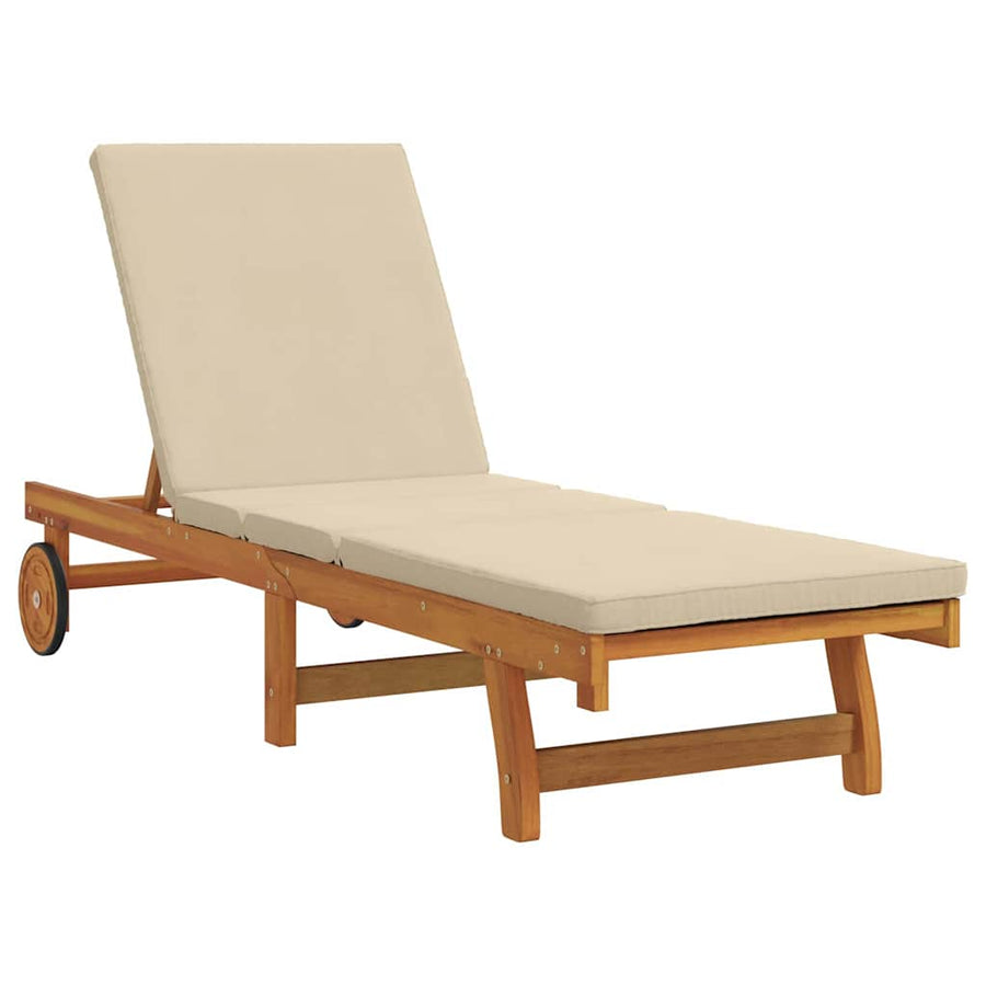 Ligstoel Met Kussen Bruin 63 X 199 X 85Cm Massief Acaciahout