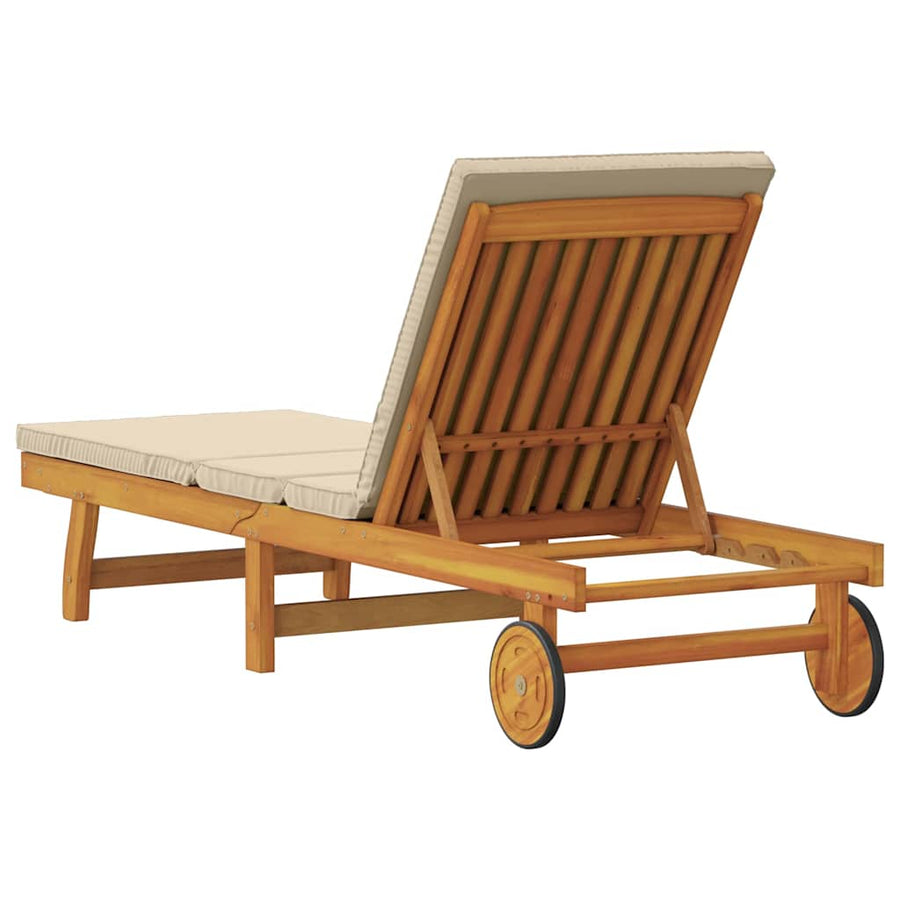 Ligstoel Met Kussen Bruin 63 X 199 X 85Cm Massief Acaciahout