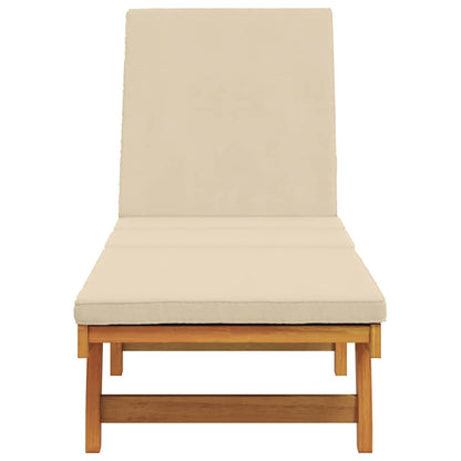 Ligstoel Met Kussen Bruin 63 X 199 X 85Cm Massief Acaciahout