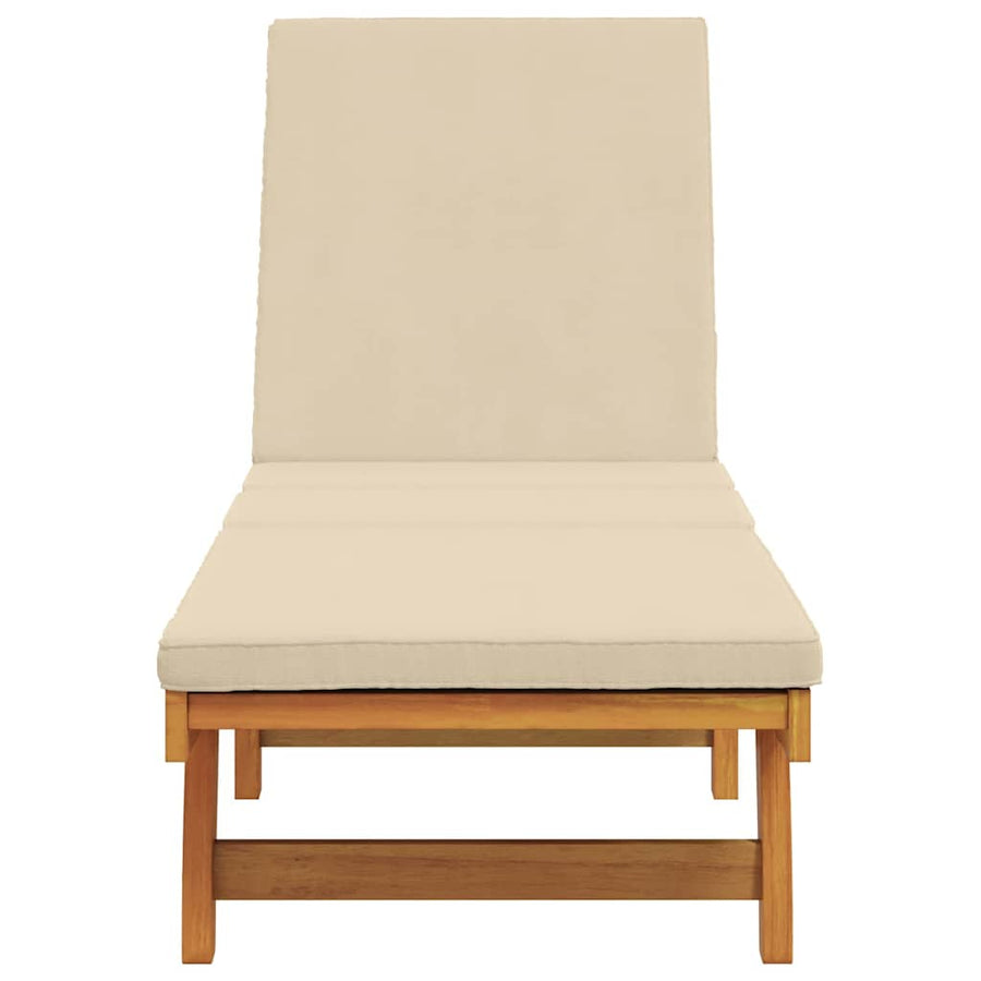 Ligstoel Met Kussen Bruin 63 X 199 X 85Cm Massief Acaciahout