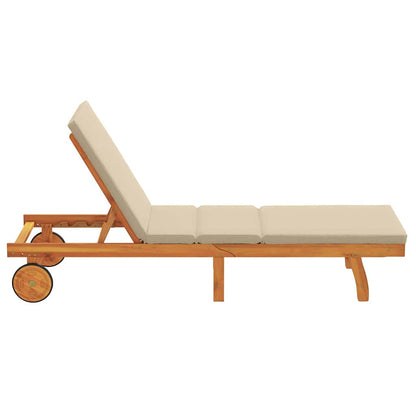 Ligstoel Met Kussen Bruin 63 X 199 X 85Cm Massief Acaciahout