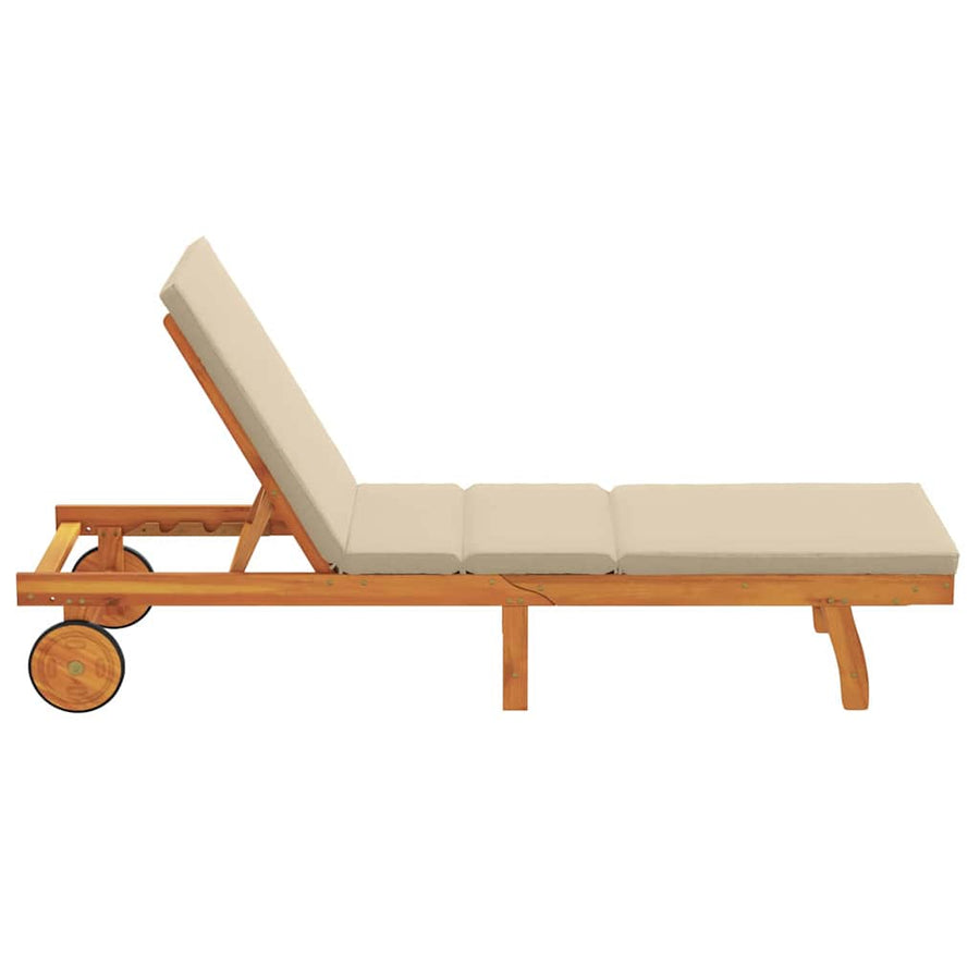 Ligstoel Met Kussen Bruin 63 X 199 X 85Cm Massief Acaciahout