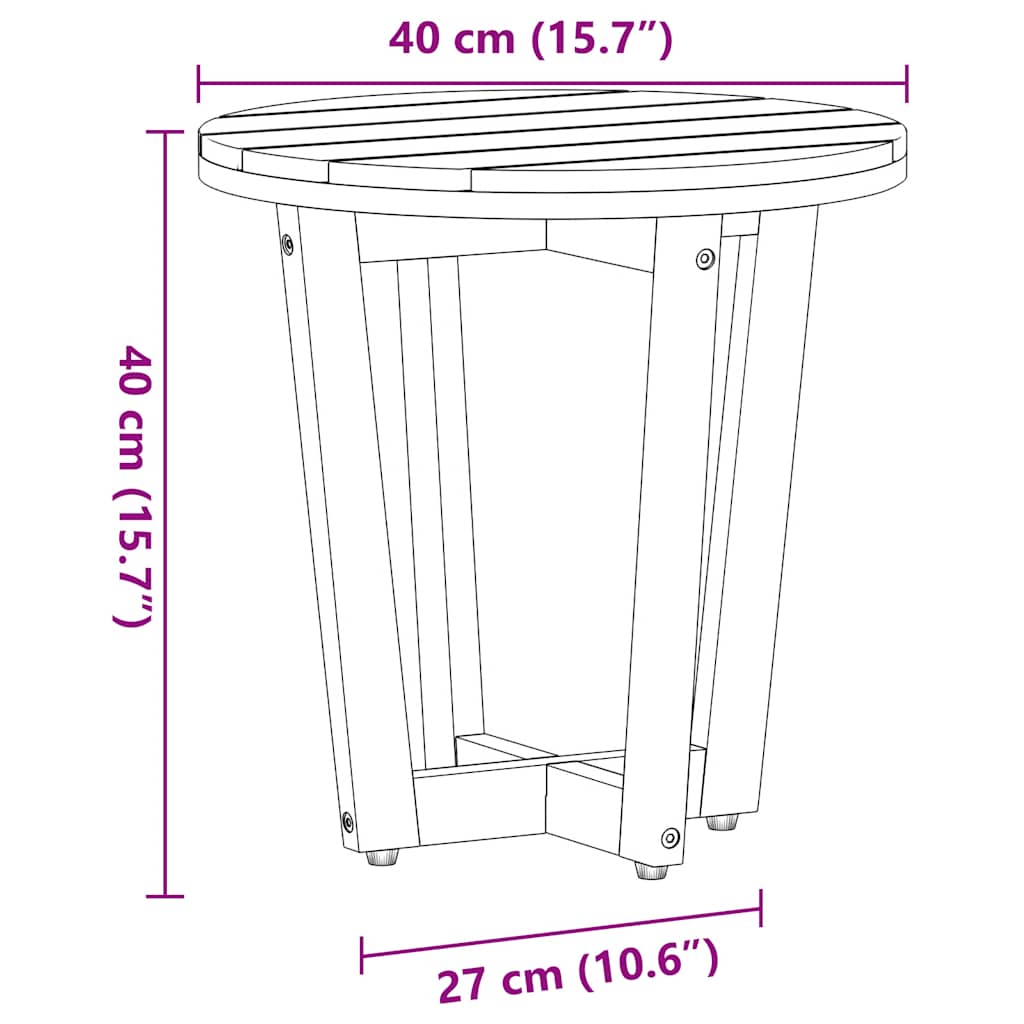 Tuinbijzettafel rond Ø40x40 cm massief acaciahout