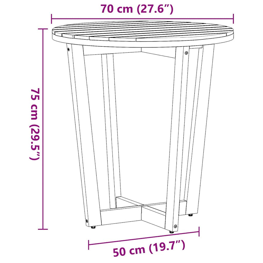Tuinbijzettafel rond Ø70x75 cm massief acaciahout