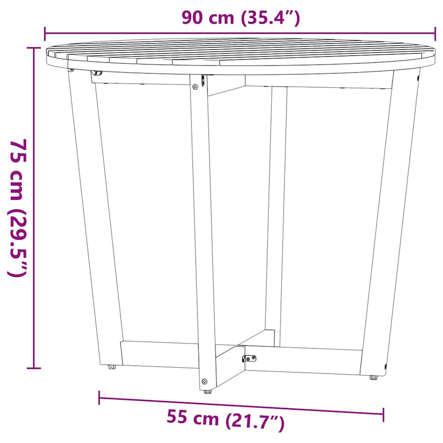 Tuintafel rond Ø90x75 cm massief acaciahout