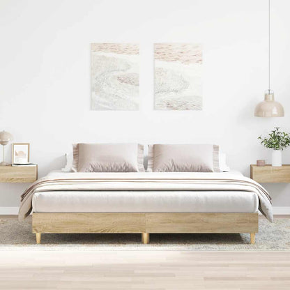 Bedframe zonder matras 200x200cm spaanplaat sonoma eikenkleurig