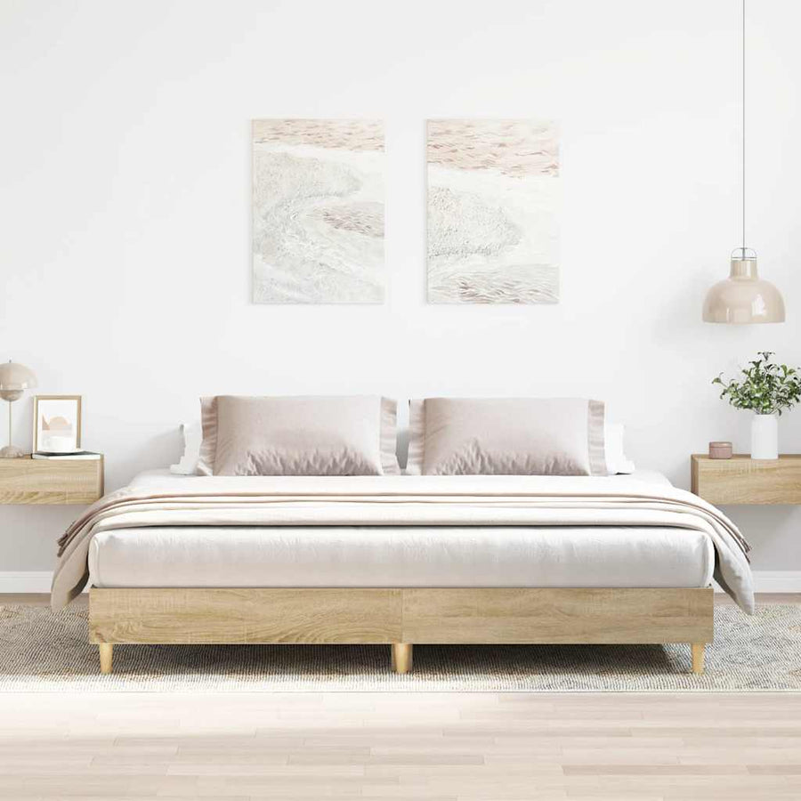 Bedframe zonder matras 200x200cm spaanplaat sonoma eikenkleurig