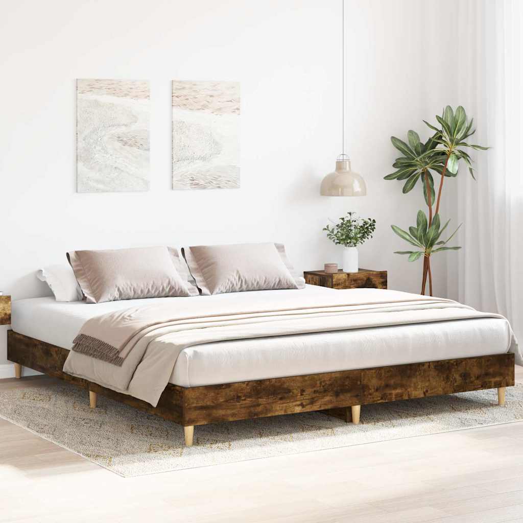 Bedframe zonder matras 200x200 cm spaanplaat gerookt eiken
