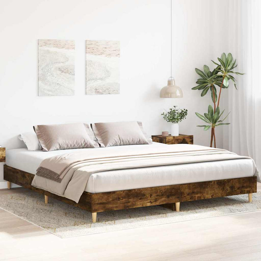 Bedframe zonder matras 200x200 cm spaanplaat gerookt eiken