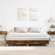 Bedframe 200x200 cm spaanplaat gerookt eiken