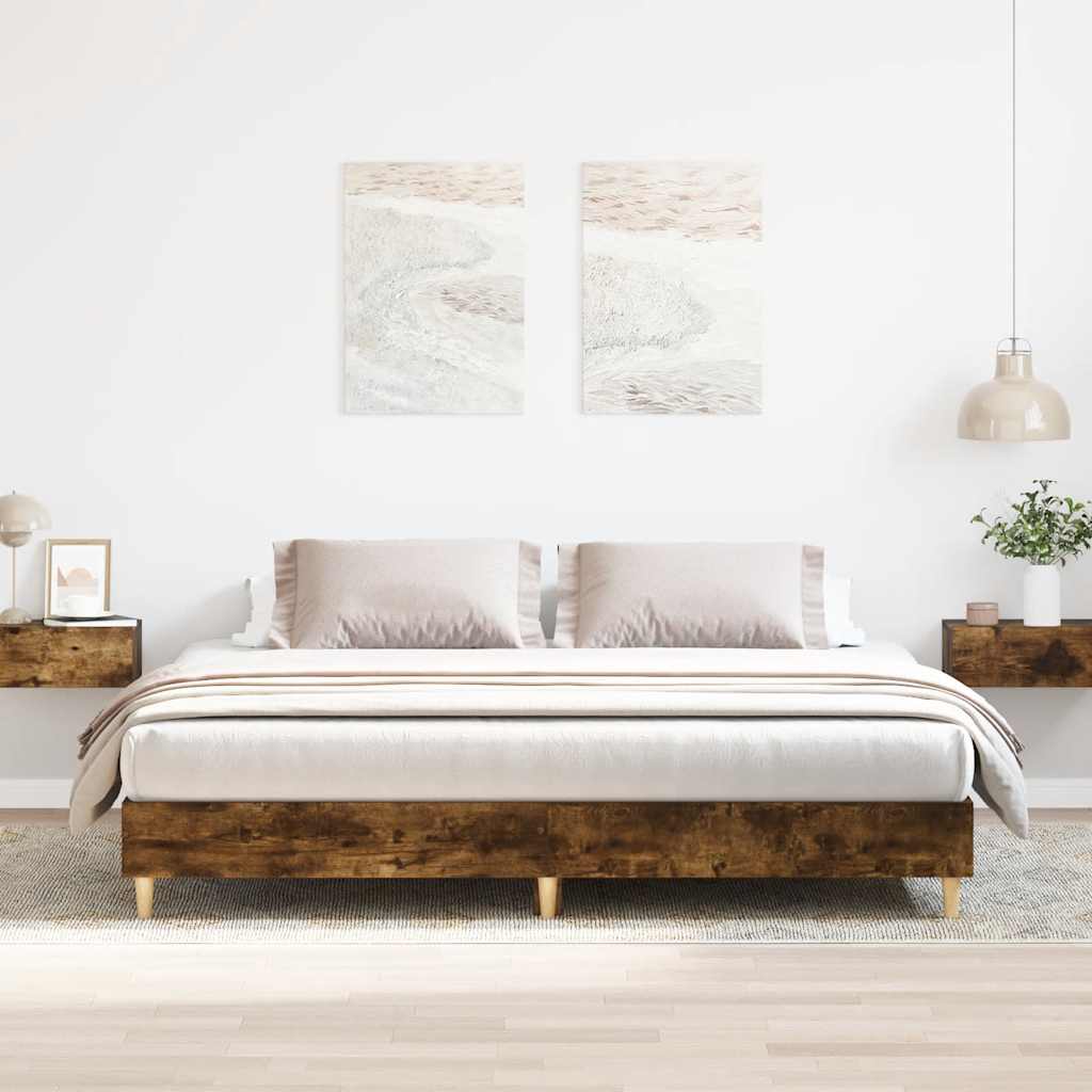 Bedframe zonder matras 200x200 cm spaanplaat gerookt eiken