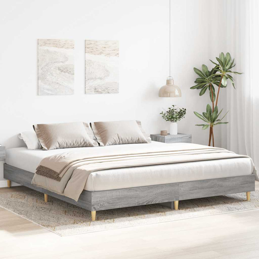 Bedframe zonder matras 200x200 cm spaanplaat grijs sonoma